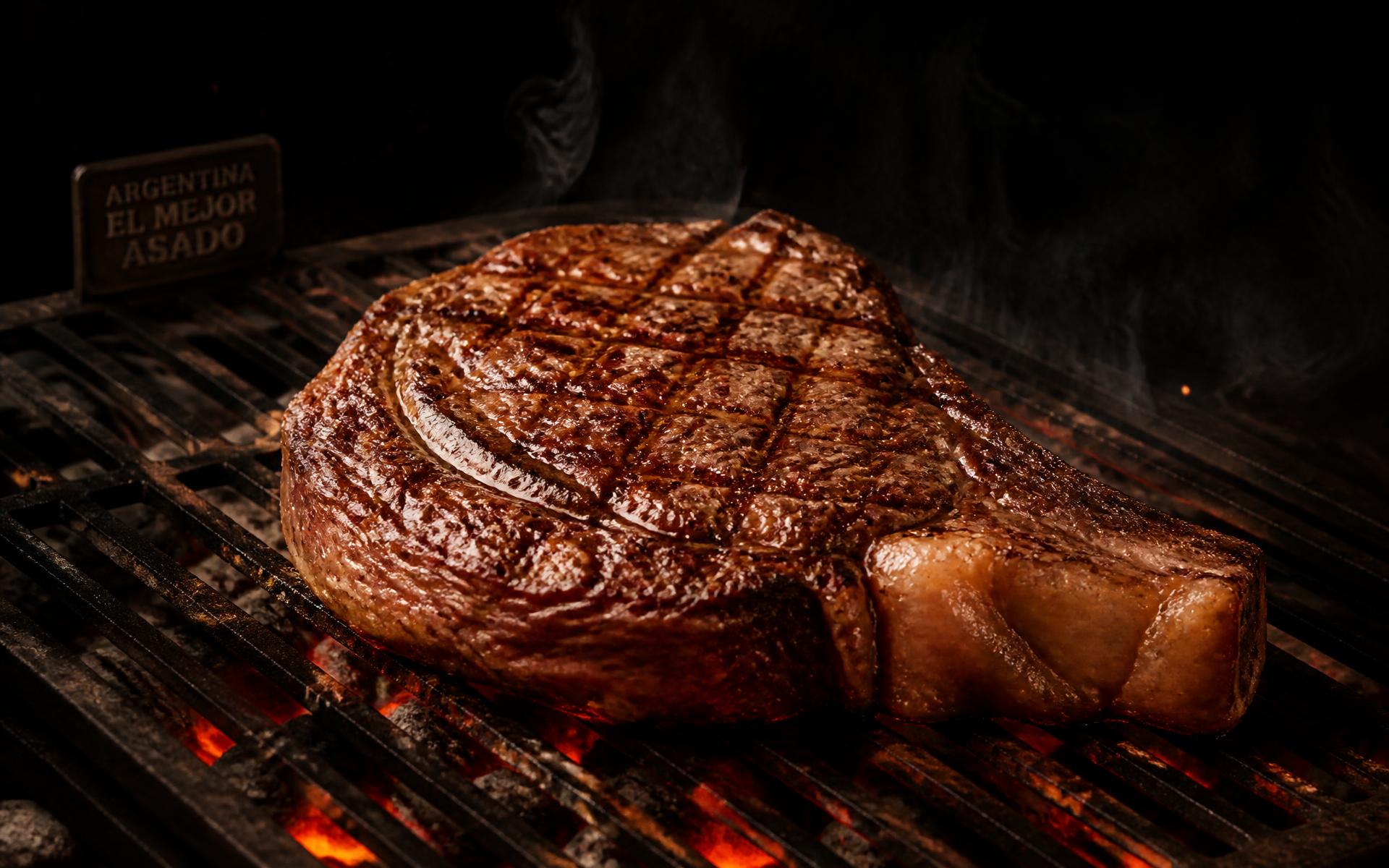 Steaks searing over charcoal at St. George